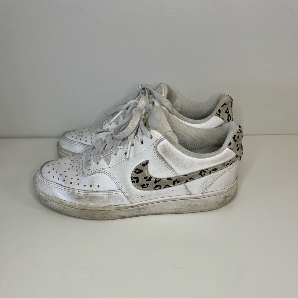 Worn Nike low blazer shoes with leopard print
